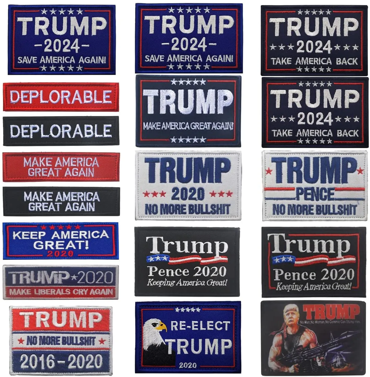 18 Pieces - Trump Iron on Sew-on Patches Trump 2024