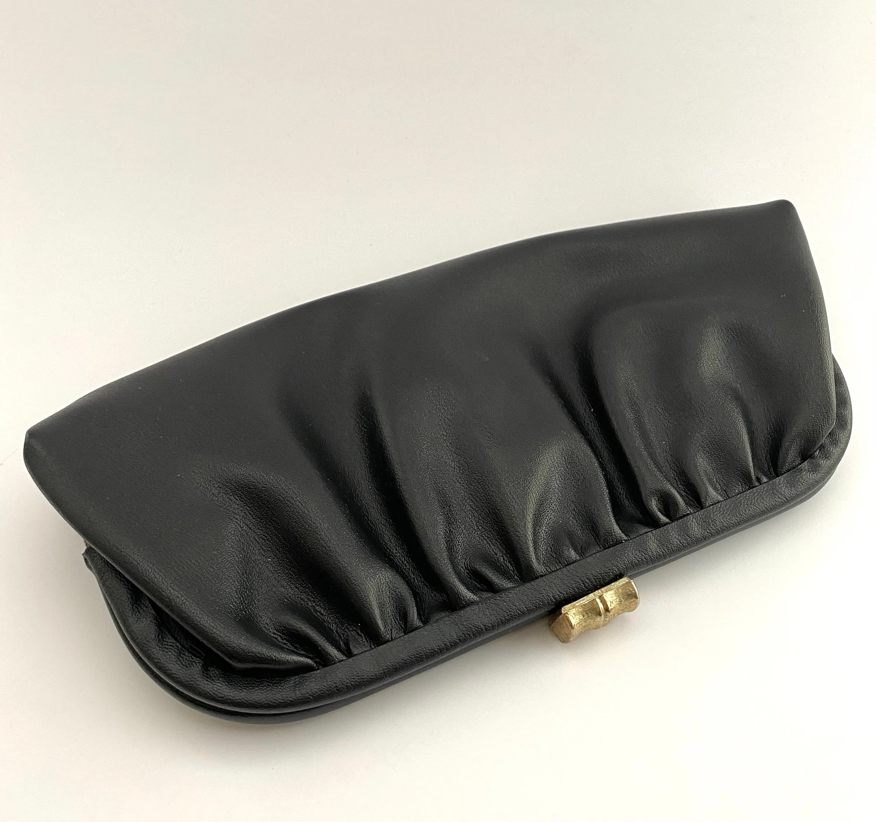 1960s Black Faux Leather Clutch
