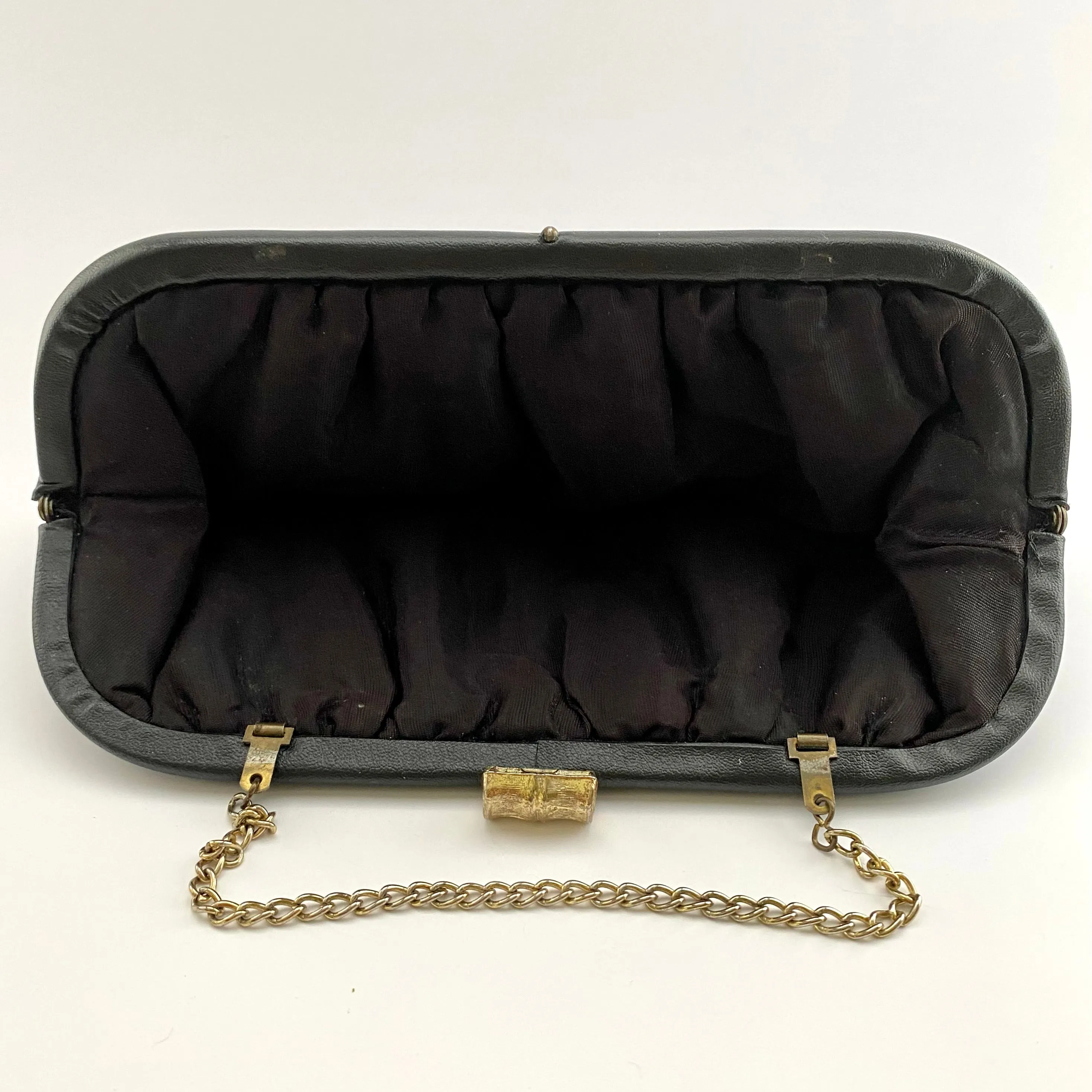 1960s Black Faux Leather Clutch