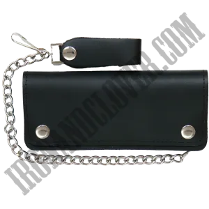 5 Pocket Bi-Fold Leather Wallet with Chain