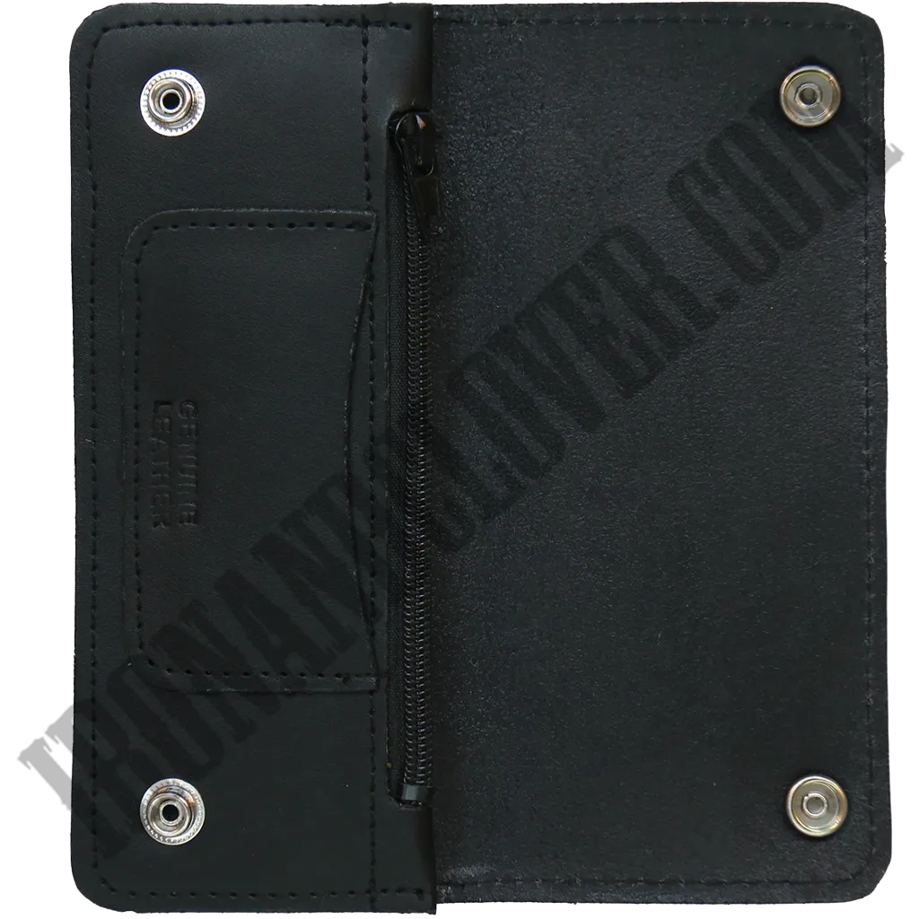 5 Pocket Bi-Fold Leather Wallet with Chain