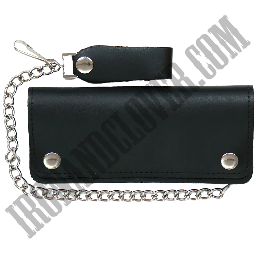 5 Pocket Bi-Fold Leather Wallet with Chain