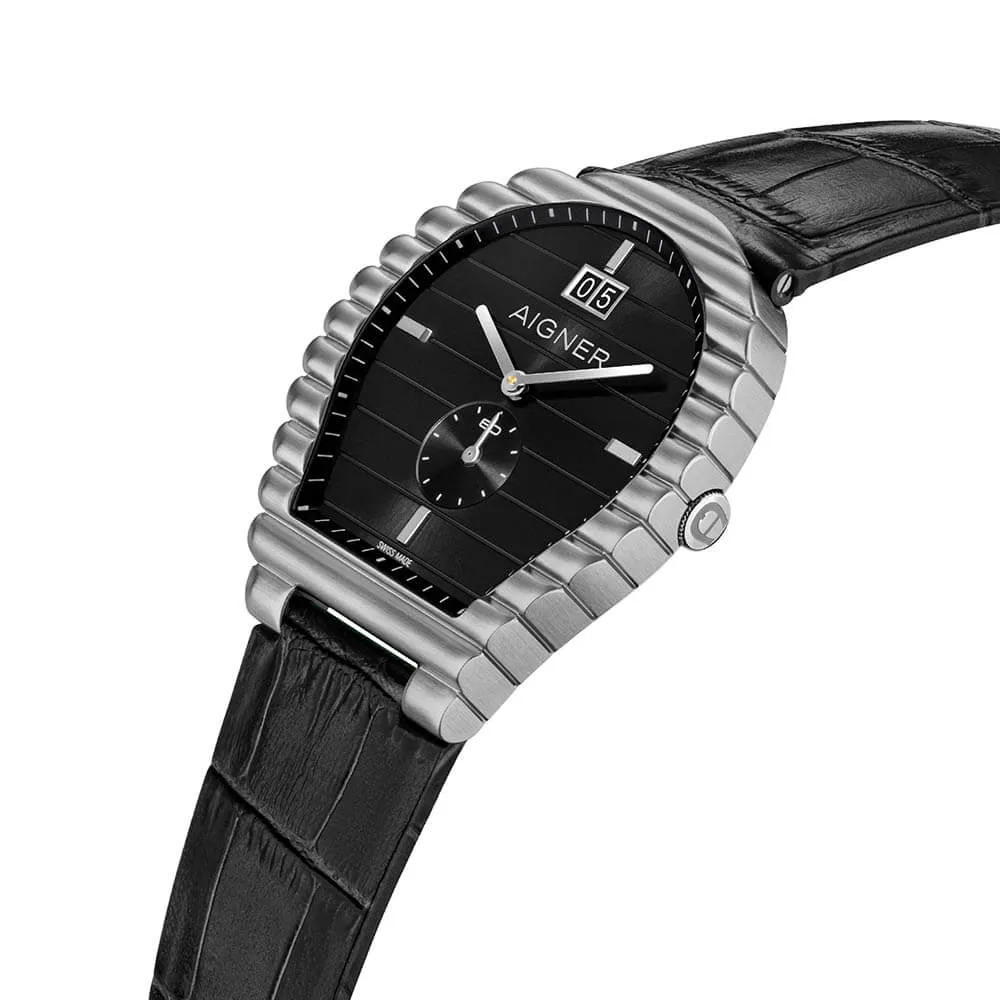 Aigner Torcello Men's Black Dial Black Leather Strap Watch