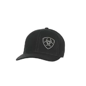 Ariat Black with Grey Mens Logo Mesh Snap Back Cap