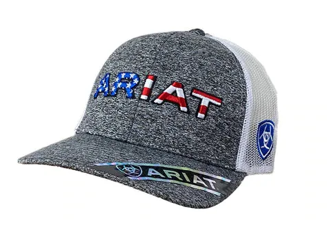 ARIAT MNS EMBRDRD USA GRY CAP