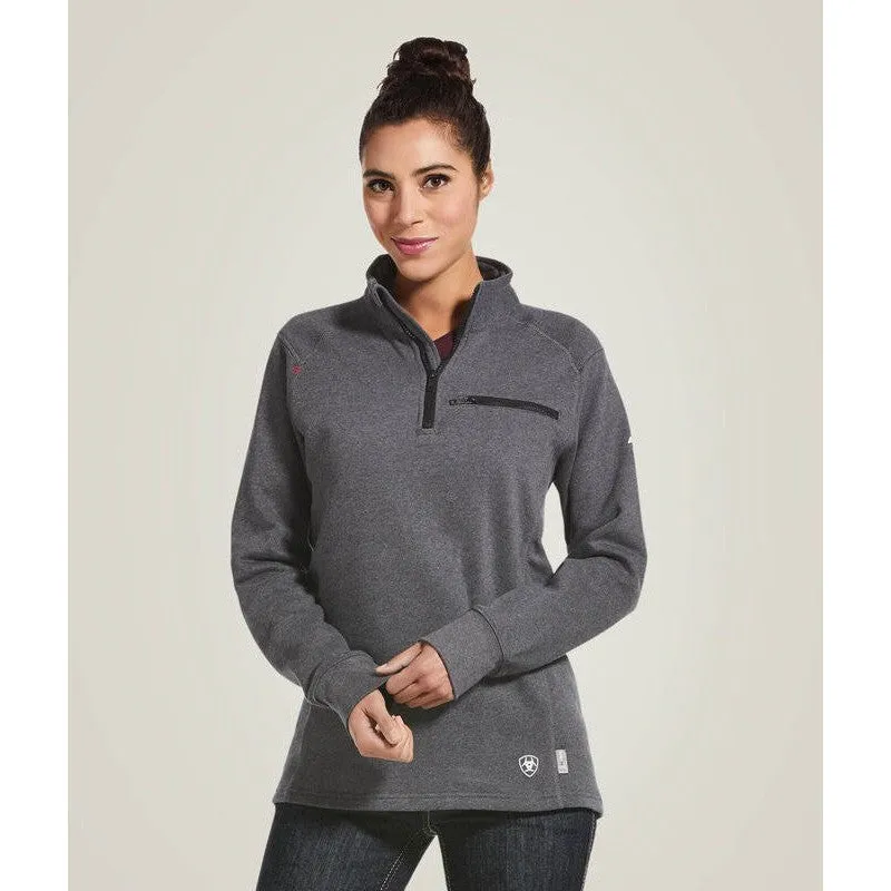 Ariat Women's Flame Resistant Rev 1/4 Zip Top Workwear Hoodie Charcoal - 10032841