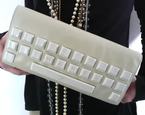 Authentic Chanel ONE OF A KIND HAUTE COUTURE RUNWAY Bone Keyboard Clutch