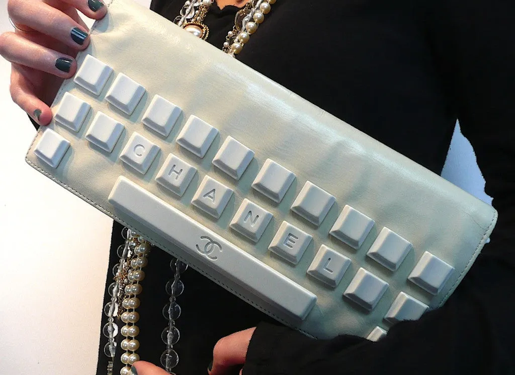 Authentic Chanel ONE OF A KIND HAUTE COUTURE RUNWAY Bone Keyboard Clutch