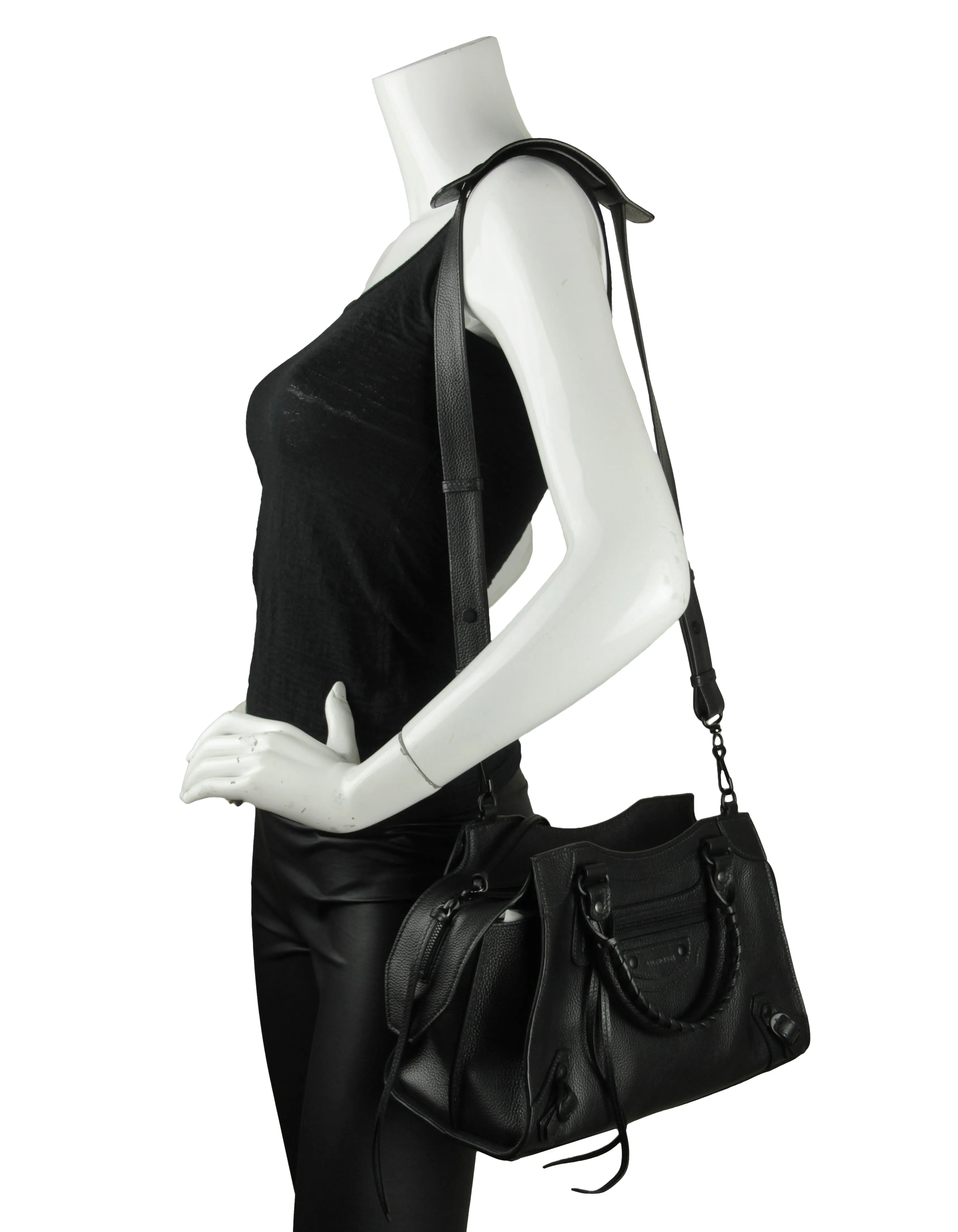 Balenciaga Black Grained Calfskin Neo Classic Hardware S City Crossbody Bag