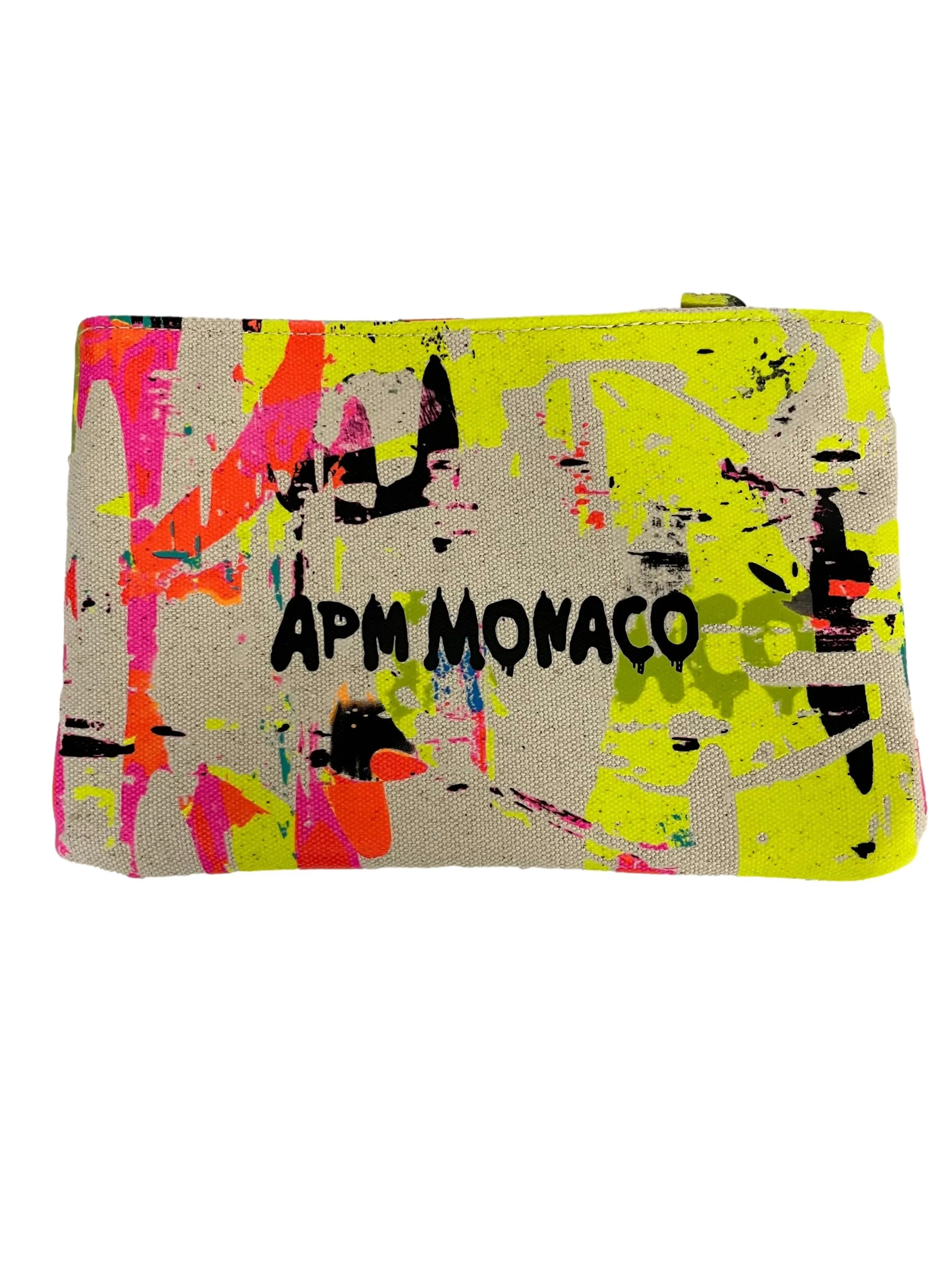 Beige Neon Yellow And Pink Clutch Bag
