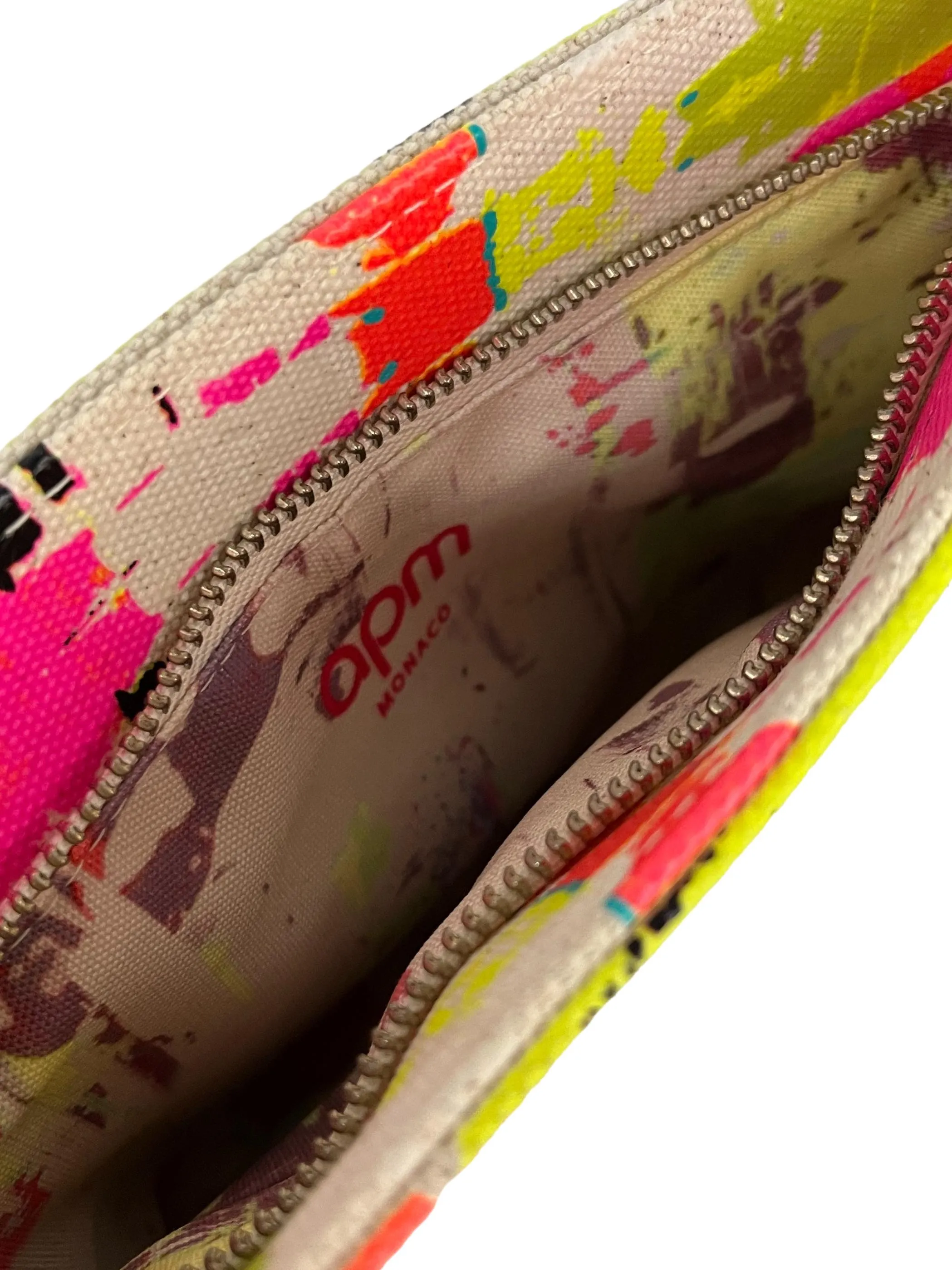 Beige Neon Yellow And Pink Clutch Bag