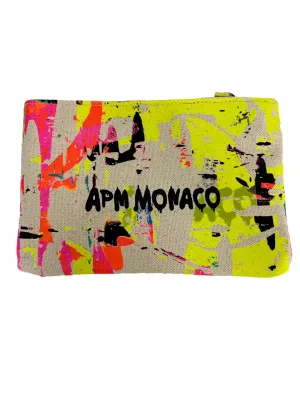 Beige Neon Yellow And Pink Clutch Bag