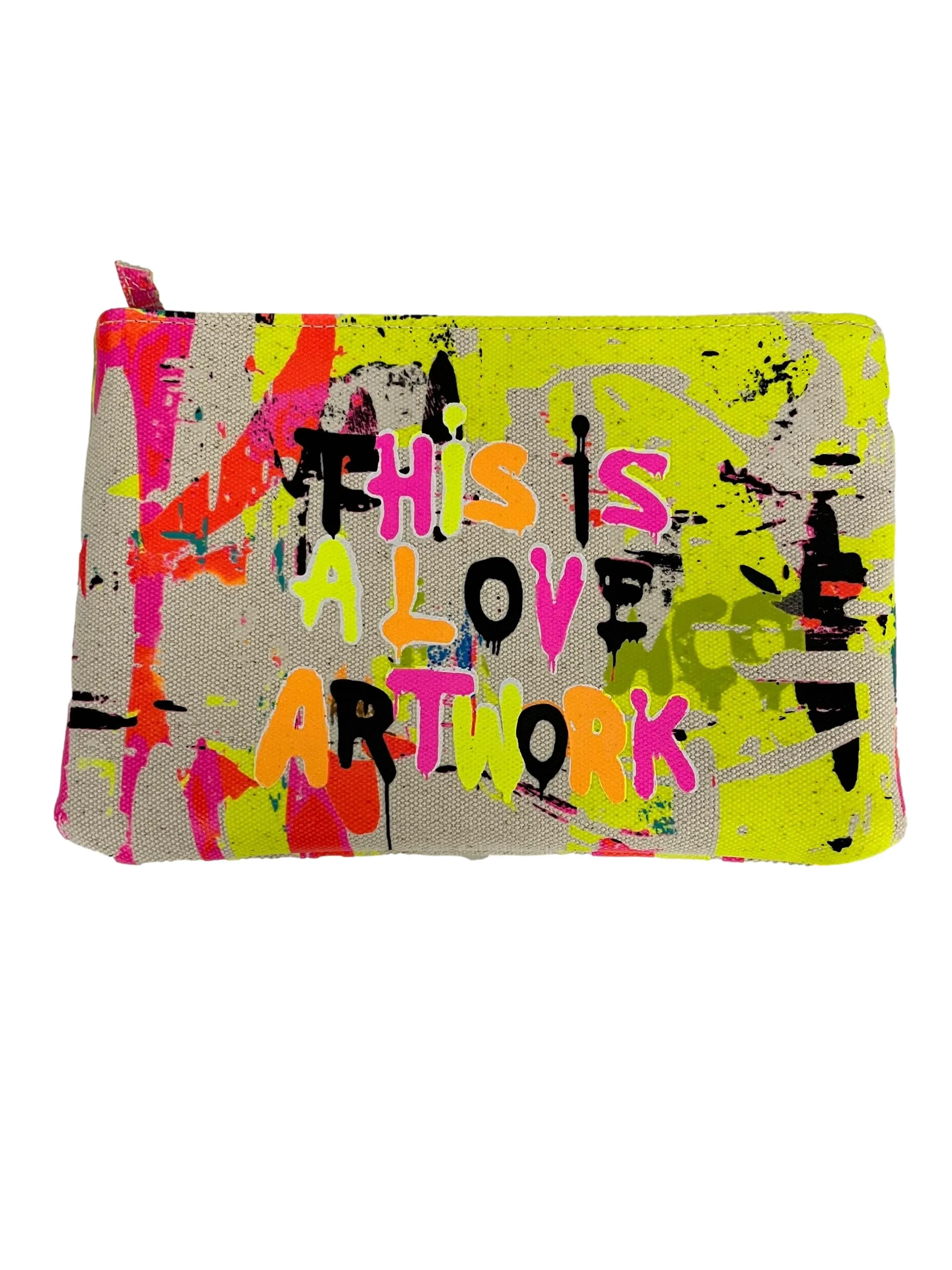 Beige Neon Yellow And Pink Clutch Bag