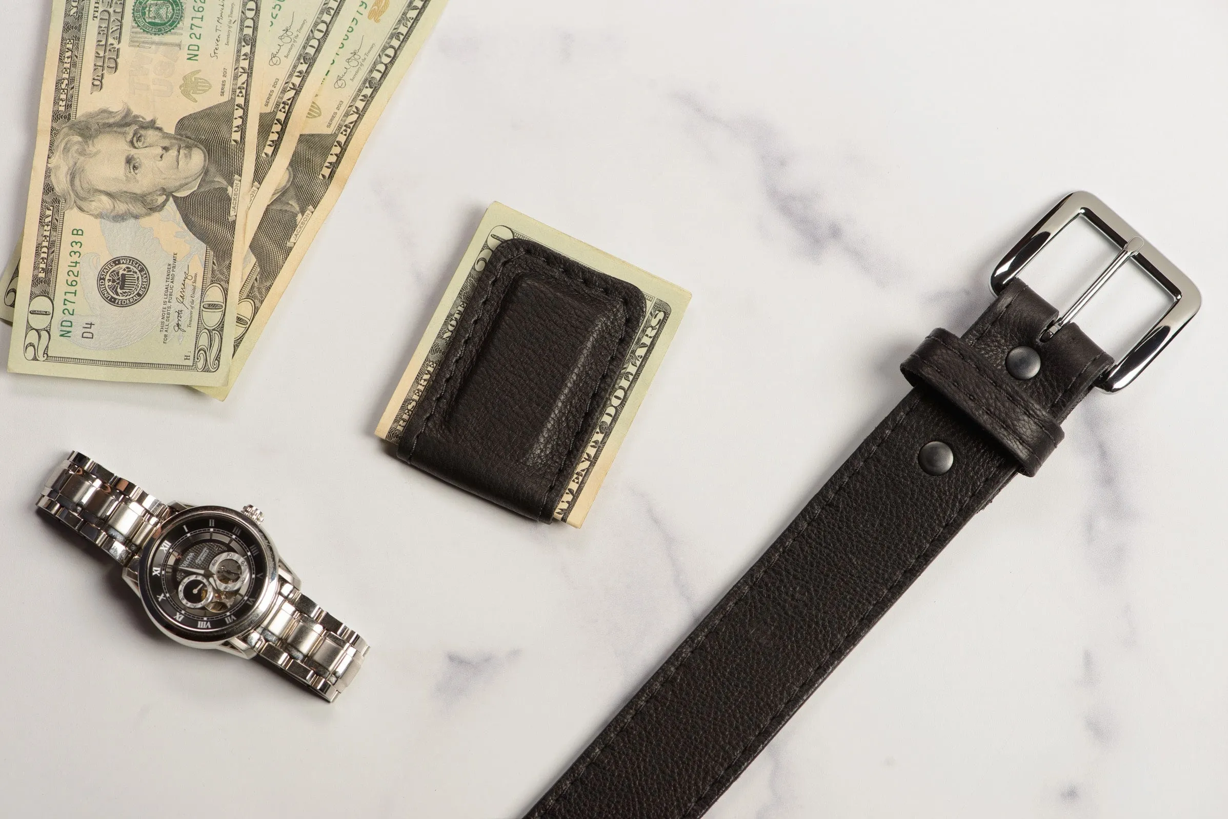 Black American Bison Men's Magnetic Money Clip