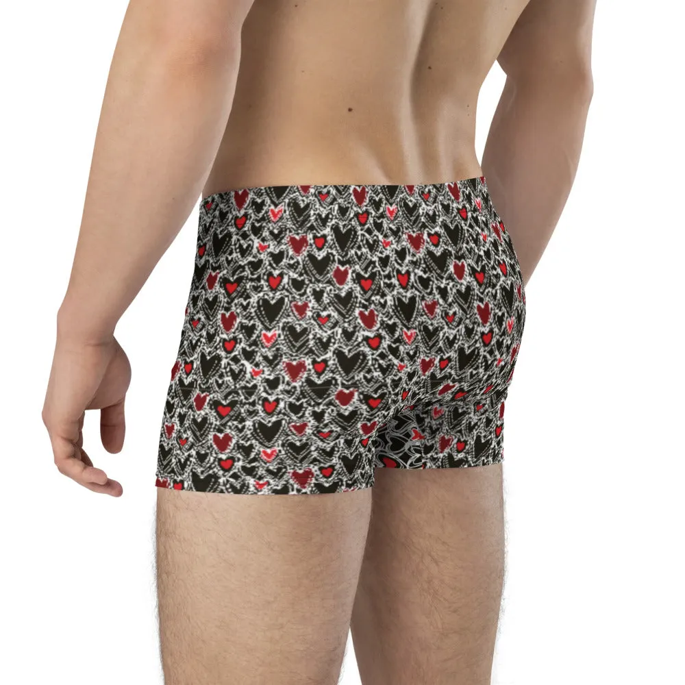 Black and Red Hearts - Crazy Ass Undies - Men's Boxer Briefs