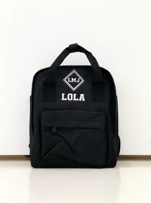 (Black) Personalised Name Twin Handle Backpack
