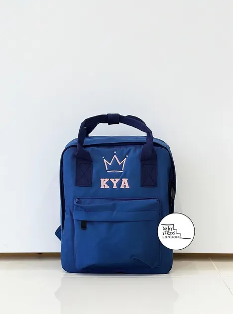 (Black) Personalised Name Twin Handle Backpack
