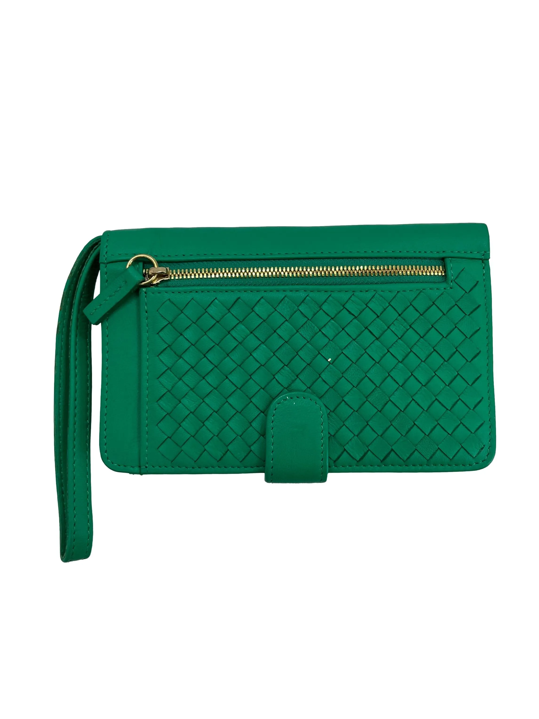 Bright Green Woven Clutch