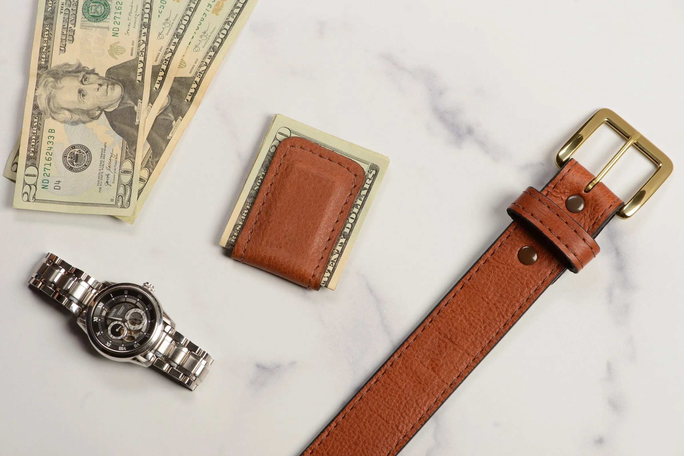 Brown American Bison Men's Magnetic Money Clip