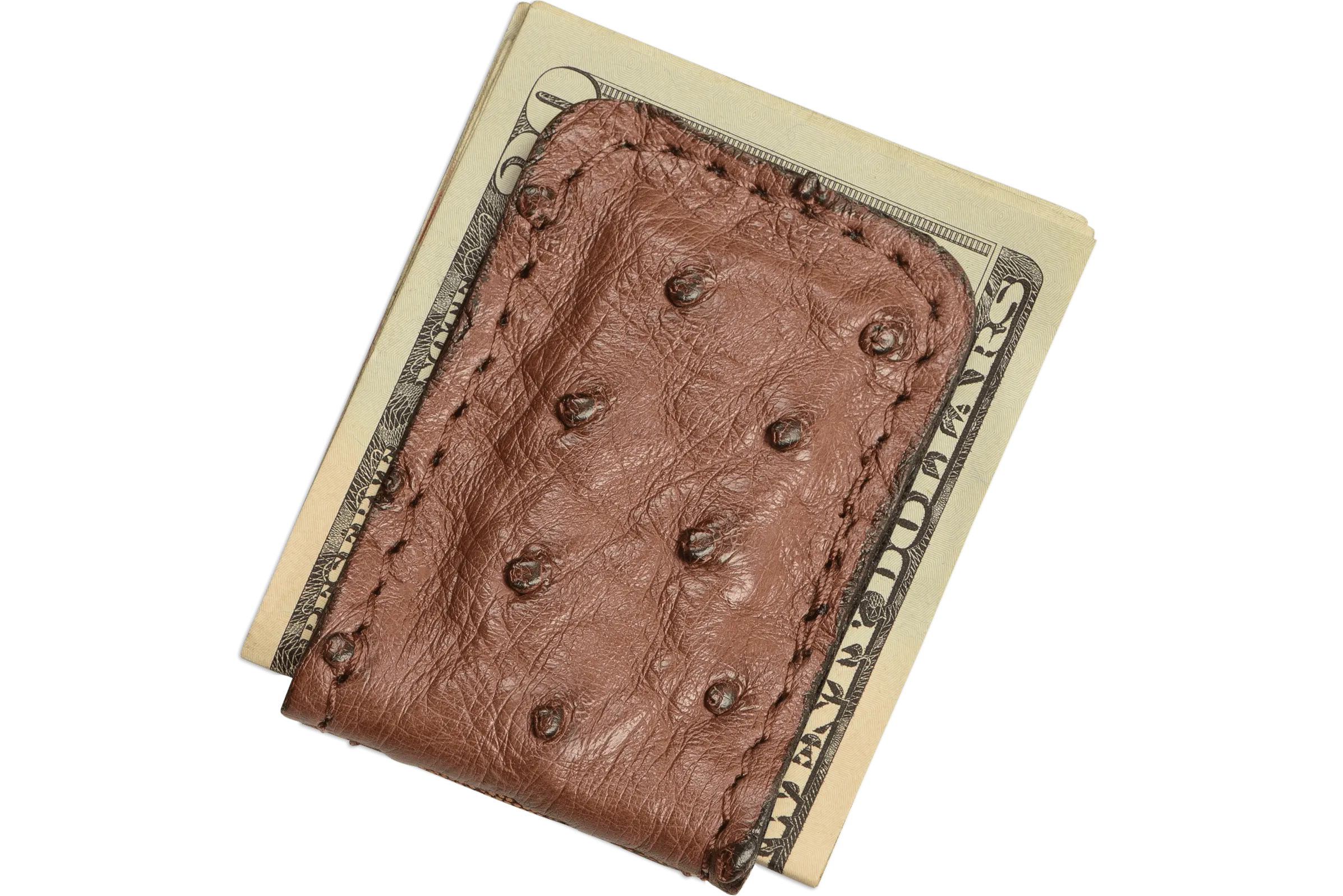 Brown Ostrich Men's Magnetic Money Clip
