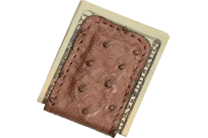 Brown Ostrich Men's Magnetic Money Clip