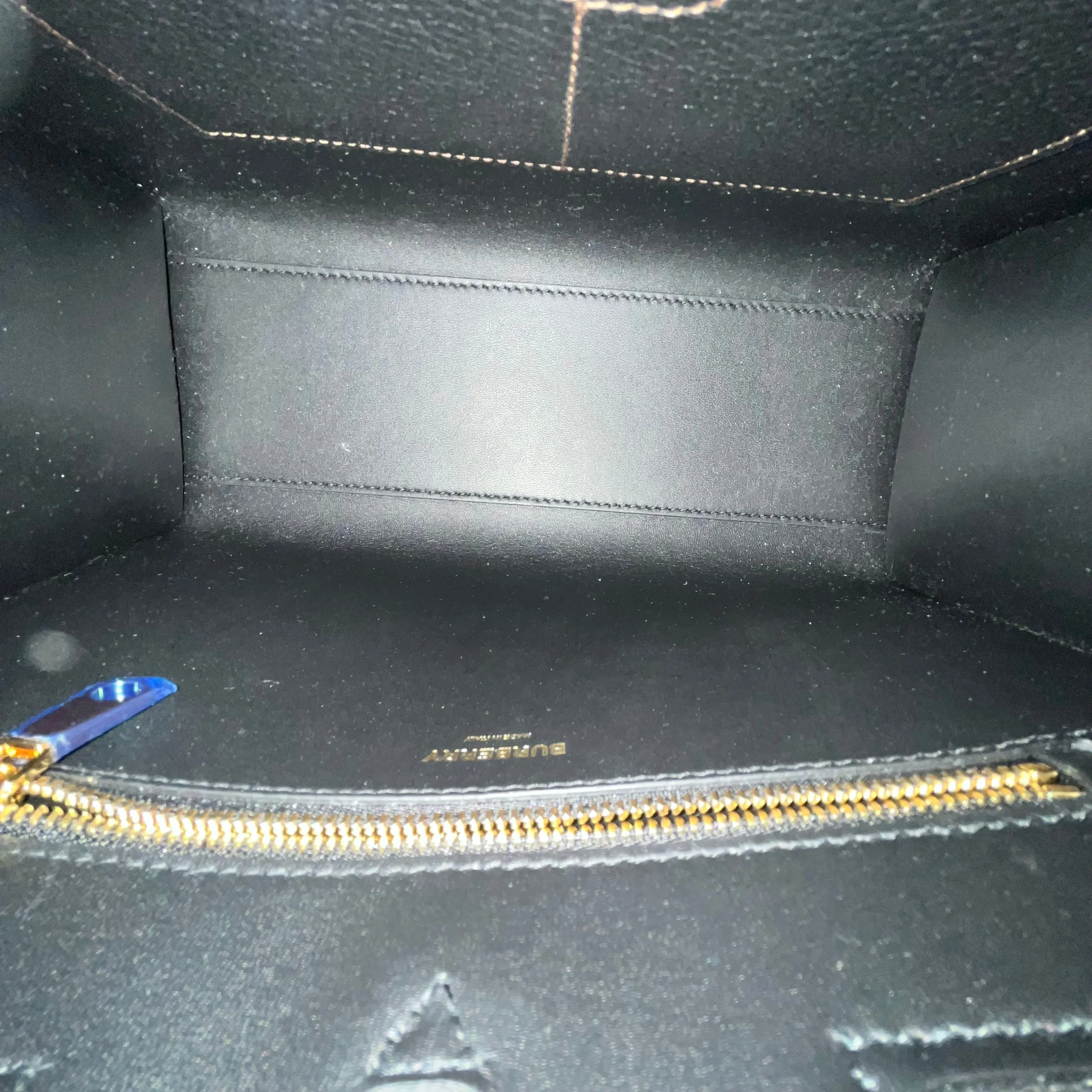 BURBERRY Frances Mini Black Grainy Calfskin Tote Bag