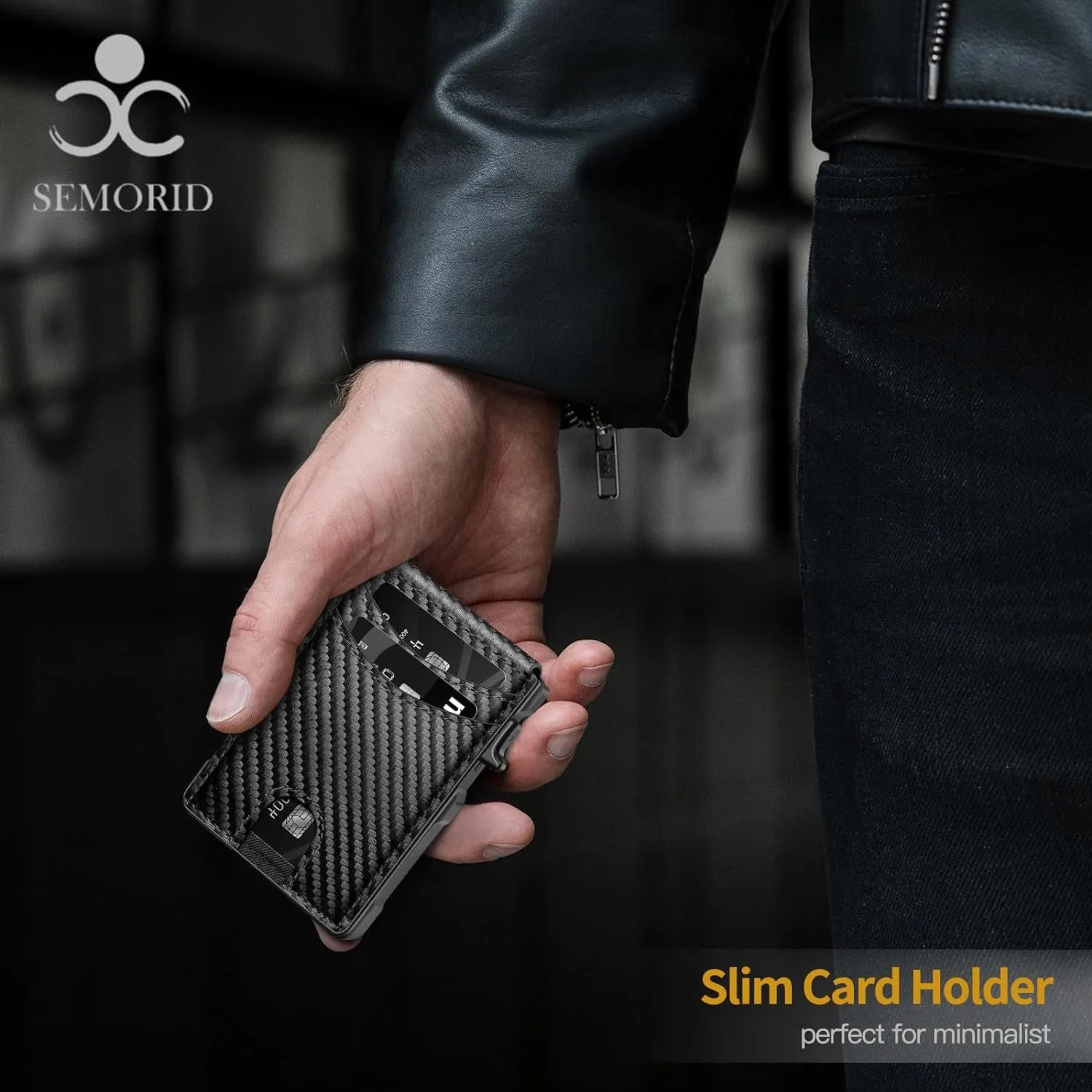 Carbon Fiber Bifold Wallet for Men, Pop Up Wallet with Money Clip