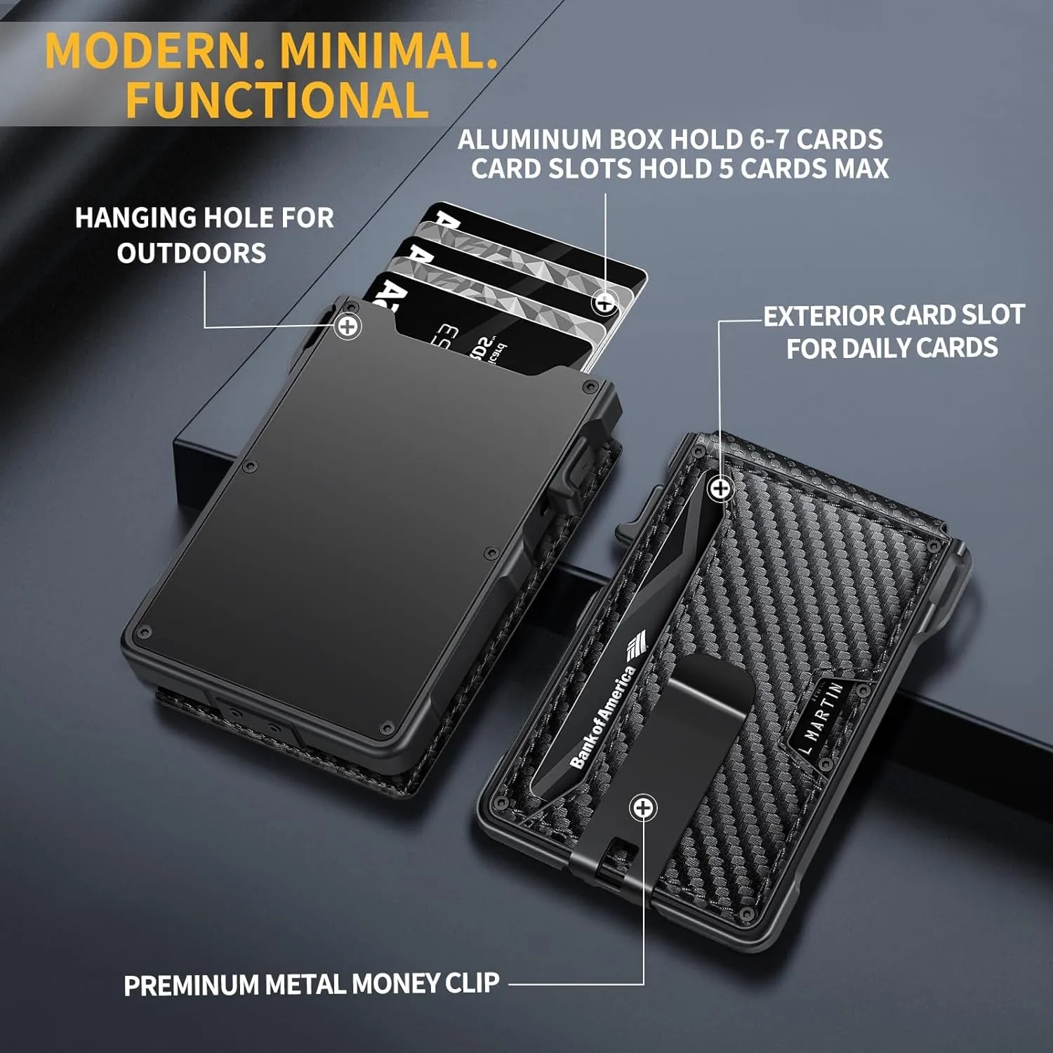 Carbon Fiber Bifold Wallet for Men, Pop Up Wallet with Money Clip