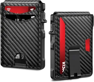 Carbon Fiber Bifold Wallet for Men, Pop Up Wallet with Money Clip