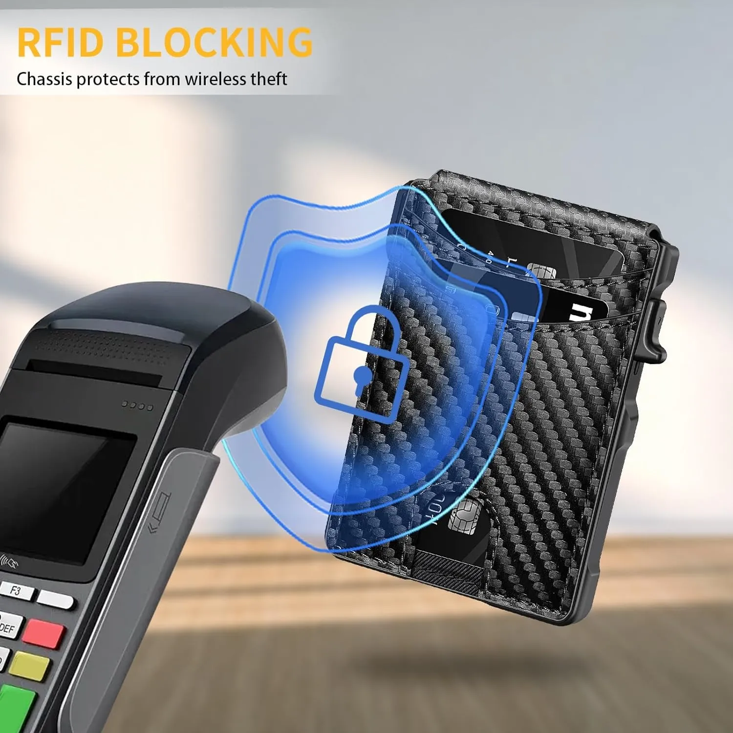 Carbon Fiber Bifold Wallet for Men, Pop Up Wallet with Money Clip