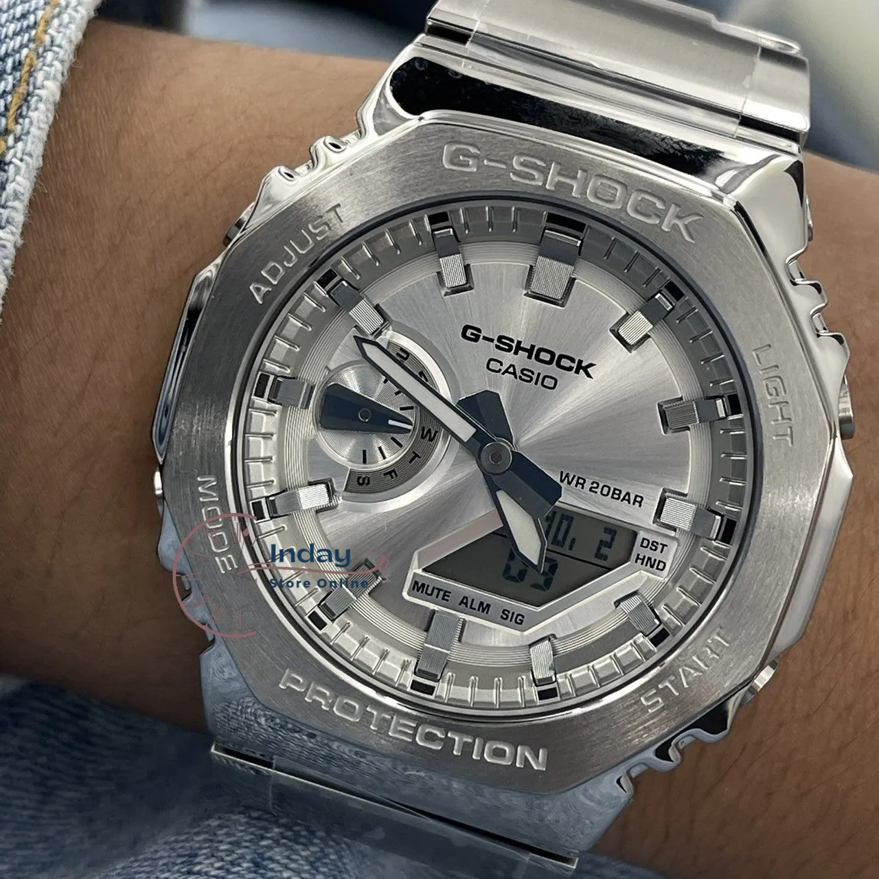 Casio G-Shock G-Steel Men's Watch GM-2110D-7A Stainless Steel Band Shock Resistant Mineral Glass
