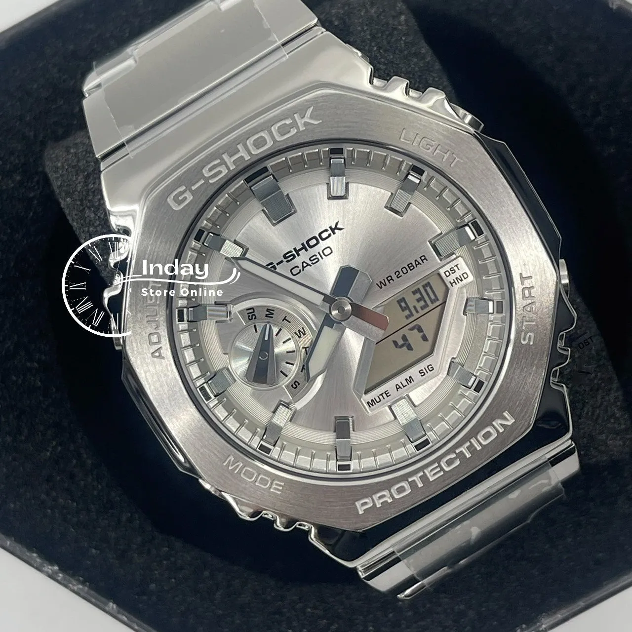 Casio G-Shock G-Steel Men's Watch GM-2110D-7A Stainless Steel Band Shock Resistant Mineral Glass