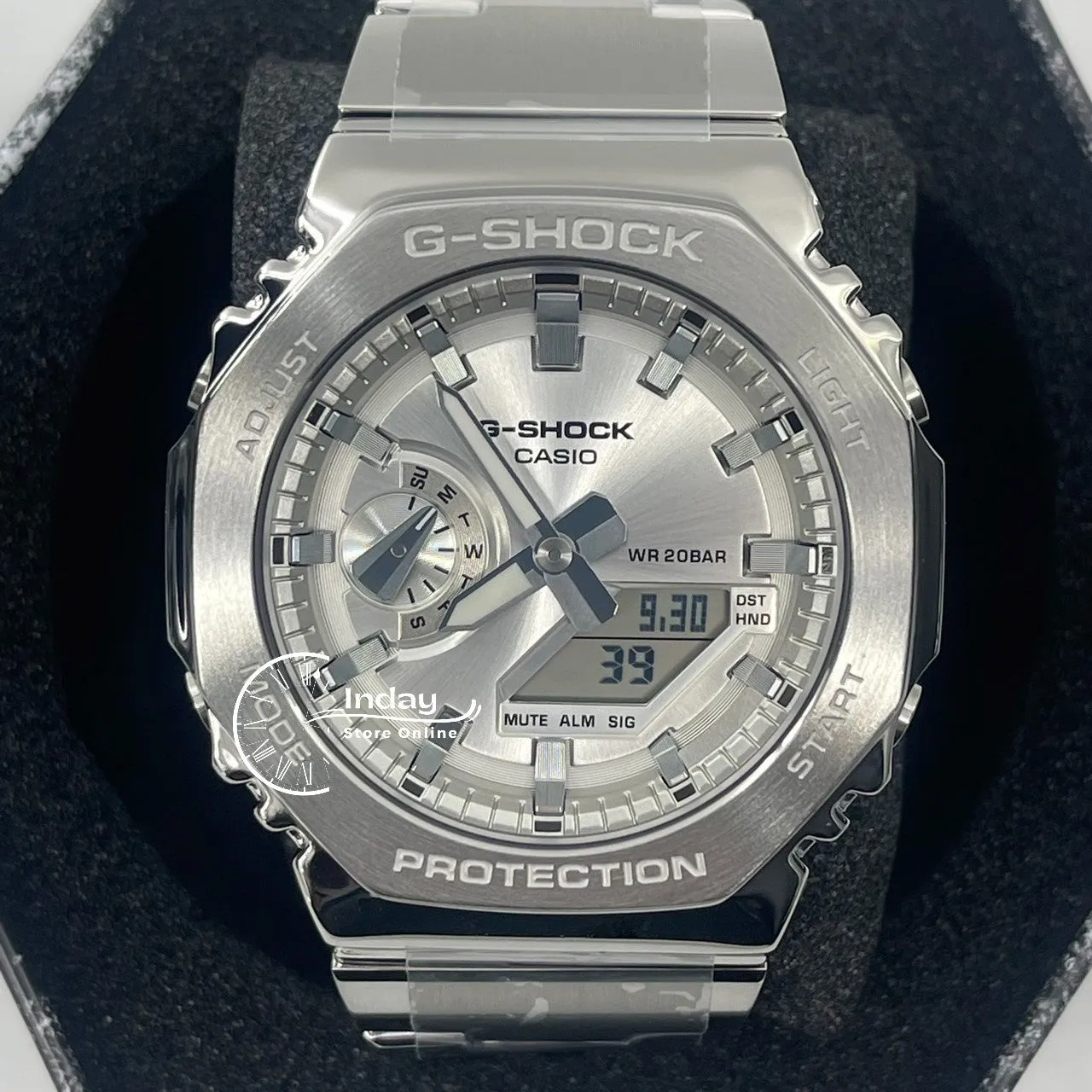 Casio G-Shock G-Steel Men's Watch GM-2110D-7A Stainless Steel Band Shock Resistant Mineral Glass