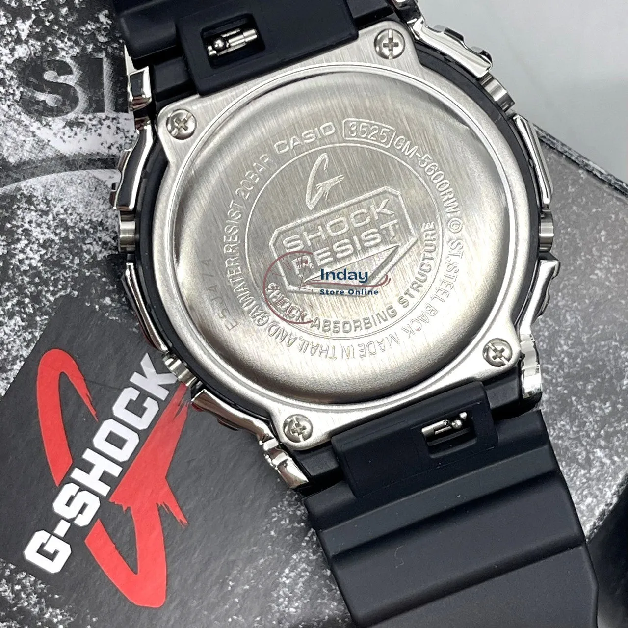 Casio G-Shock G-Steel Men's Watch GM-5600RW-1 Bio-based Resin Band Shock Resistant Mineral Glass Battery Life 5-Years