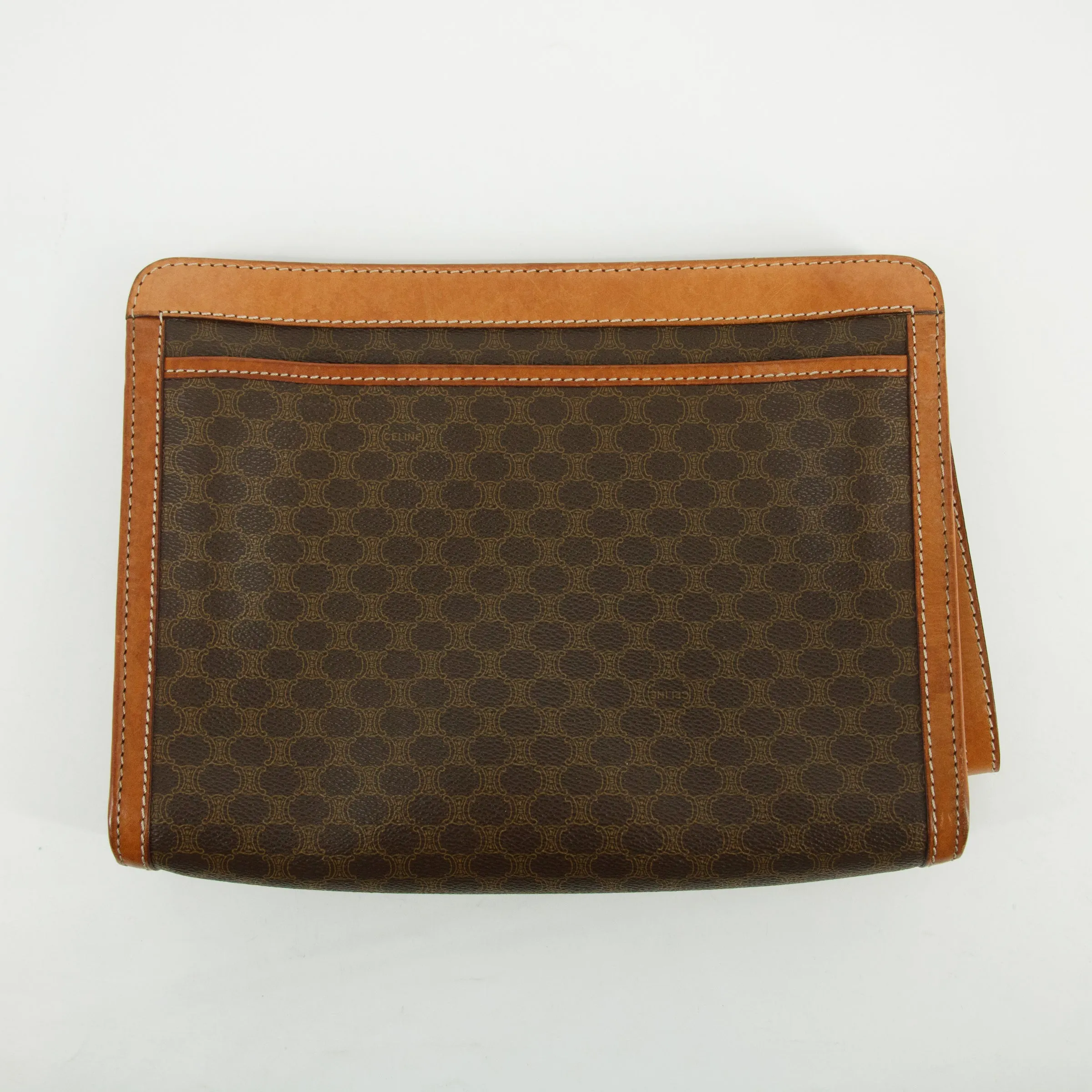 Celine Paris Brown Macadam Wristlet Clutch  #2999