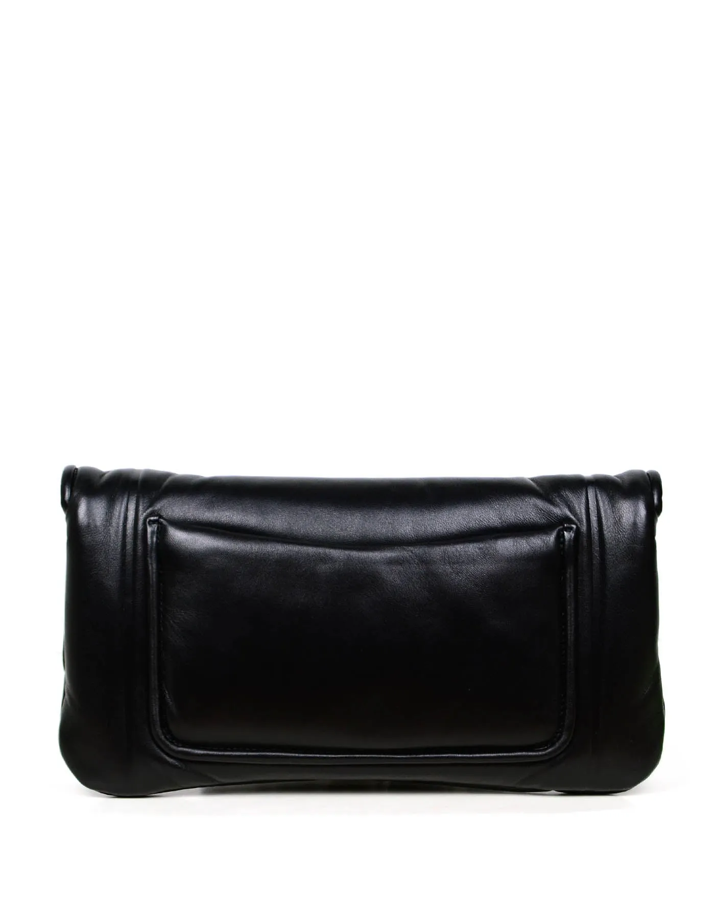 Chanel 2019 NWT Black Shiny Lambskin Vintage Puffy Clutch Bag