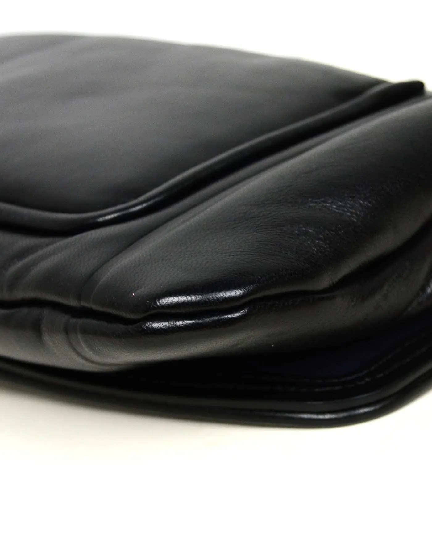 Chanel 2019 NWT Black Shiny Lambskin Vintage Puffy Clutch Bag