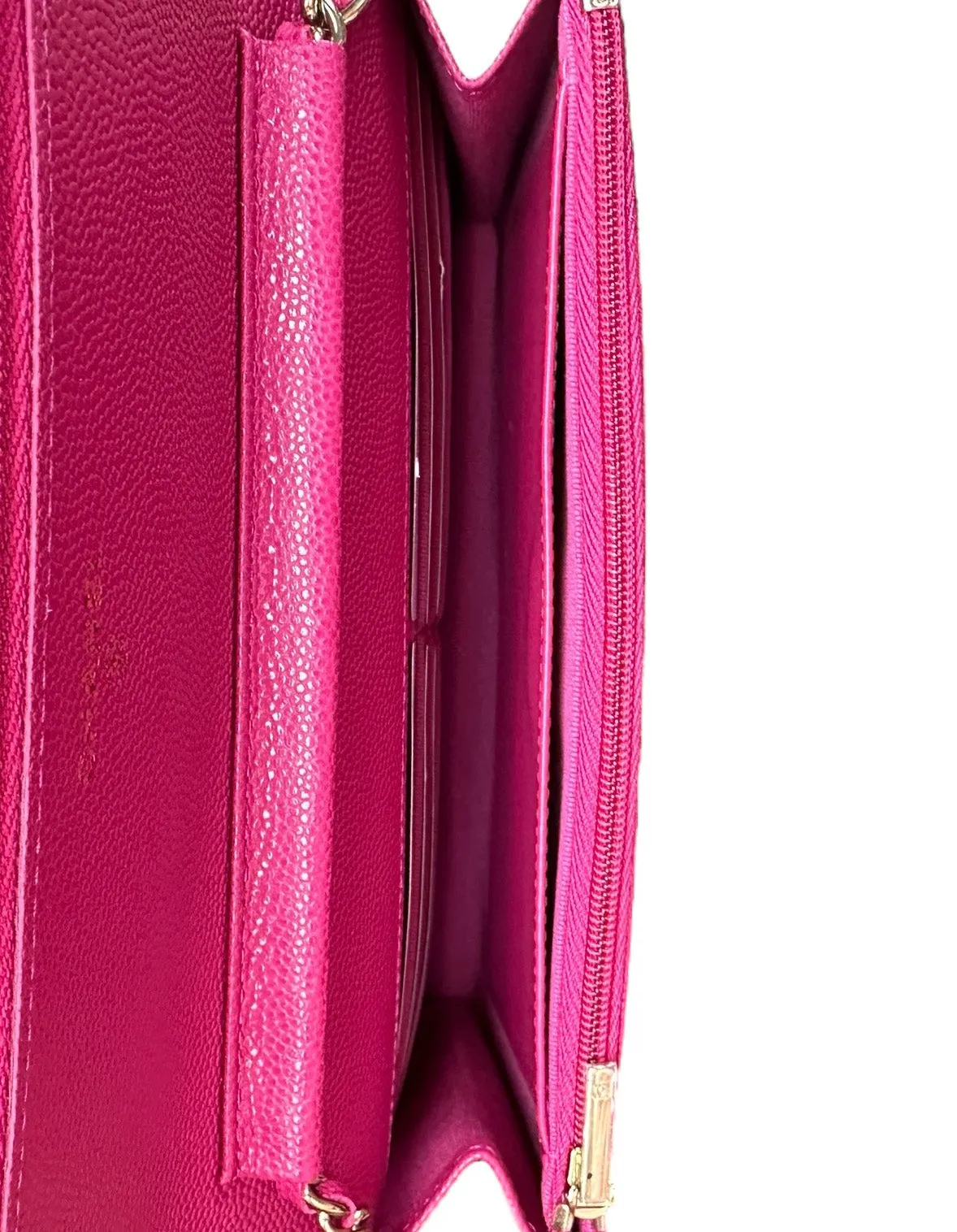 Chanel 2022 Fuchsia Quilted Caviar Leather WOC Crossbody Bag