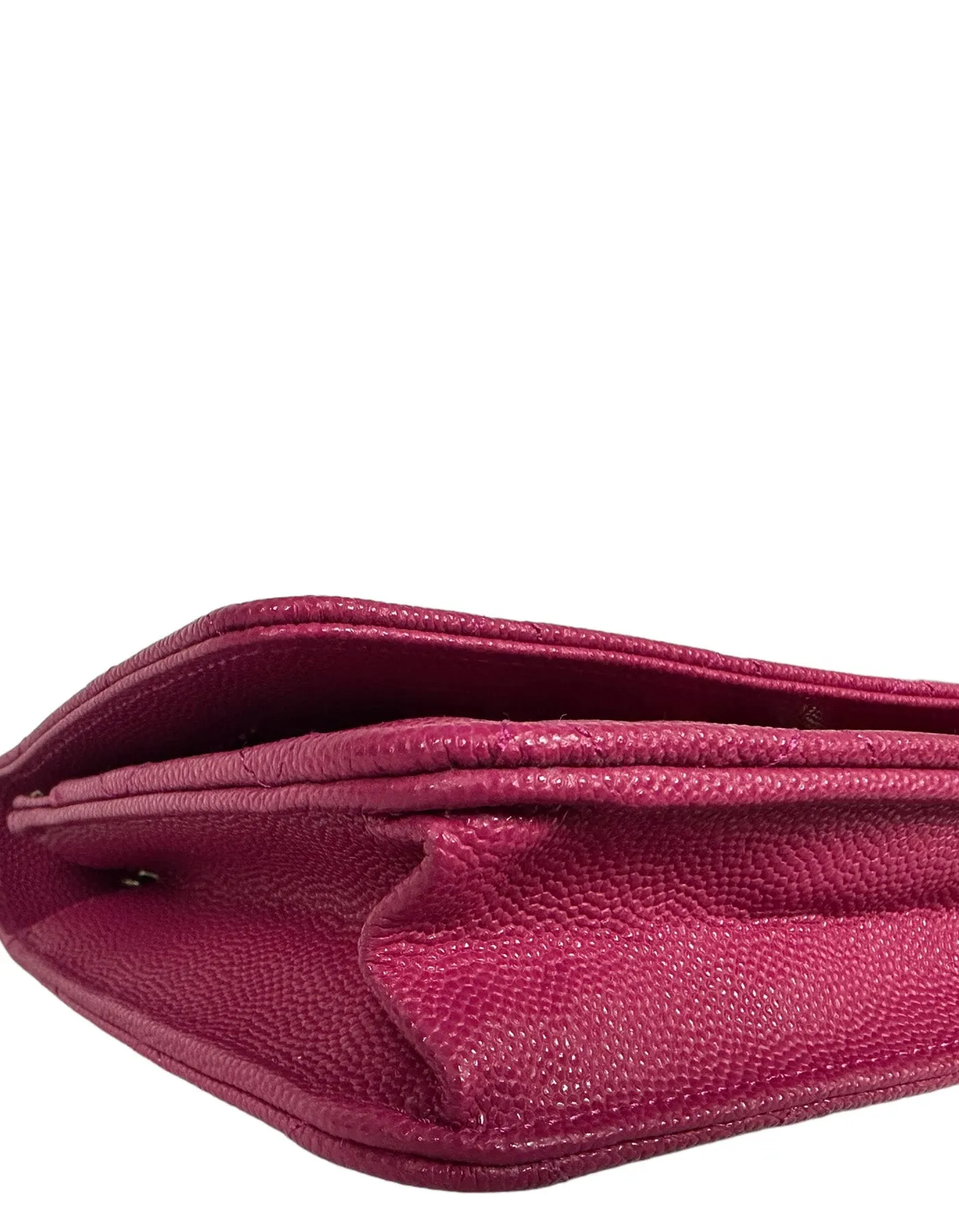 Chanel 2022 Fuchsia Quilted Caviar Leather WOC Crossbody Bag