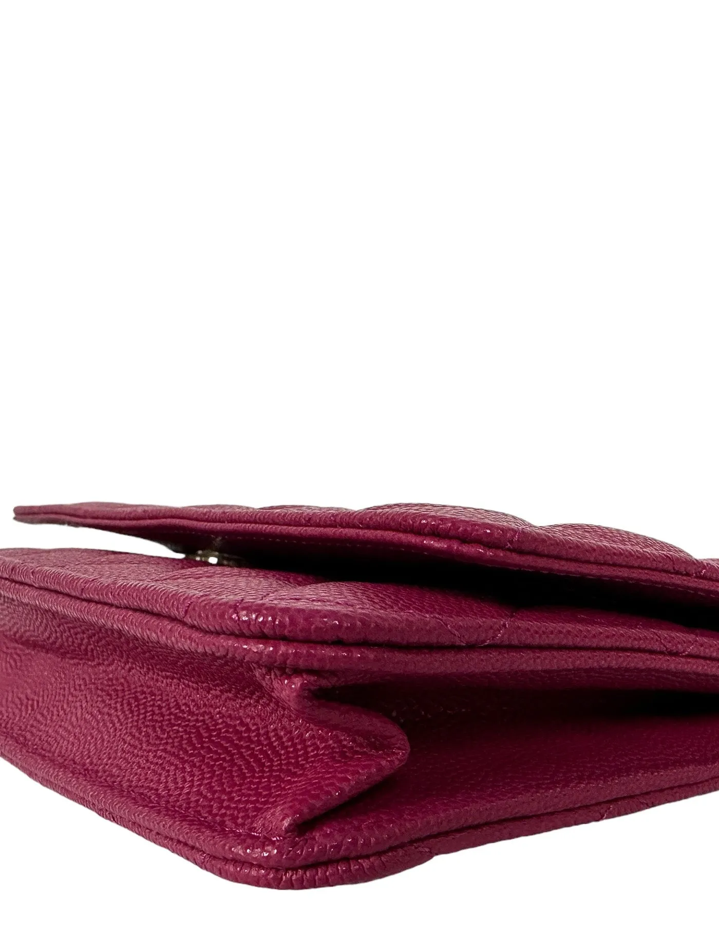 Chanel 2022 Fuchsia Quilted Caviar Leather WOC Crossbody Bag