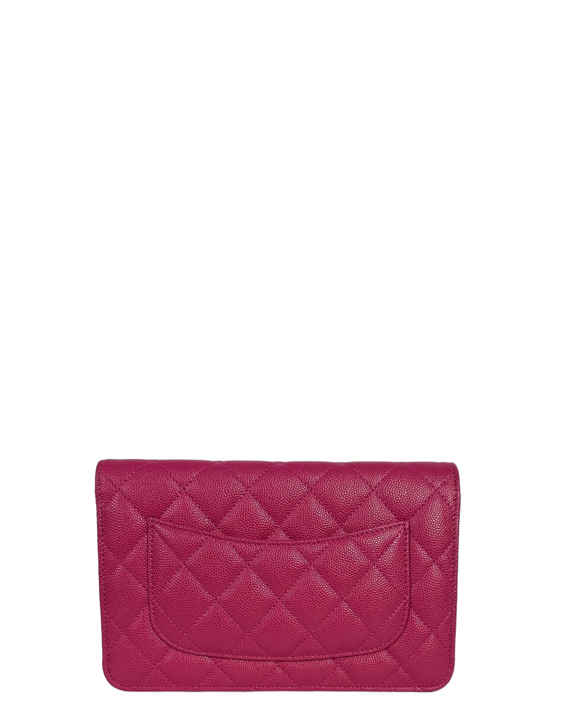 Chanel 2022 Fuchsia Quilted Caviar Leather WOC Crossbody Bag