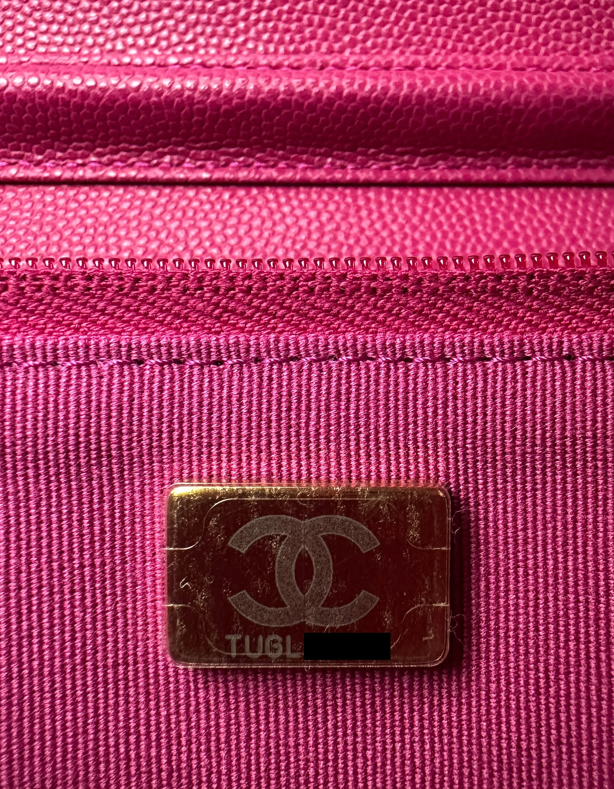 Chanel 2022 Fuchsia Quilted Caviar Leather WOC Crossbody Bag