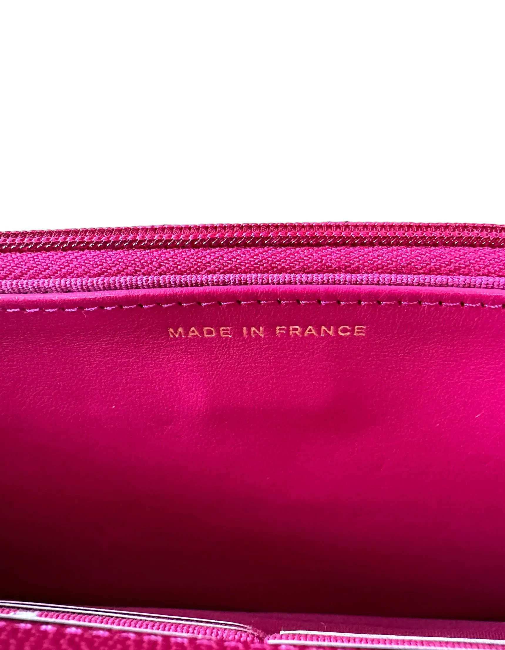 Chanel 2022 Fuchsia Quilted Caviar Leather WOC Crossbody Bag
