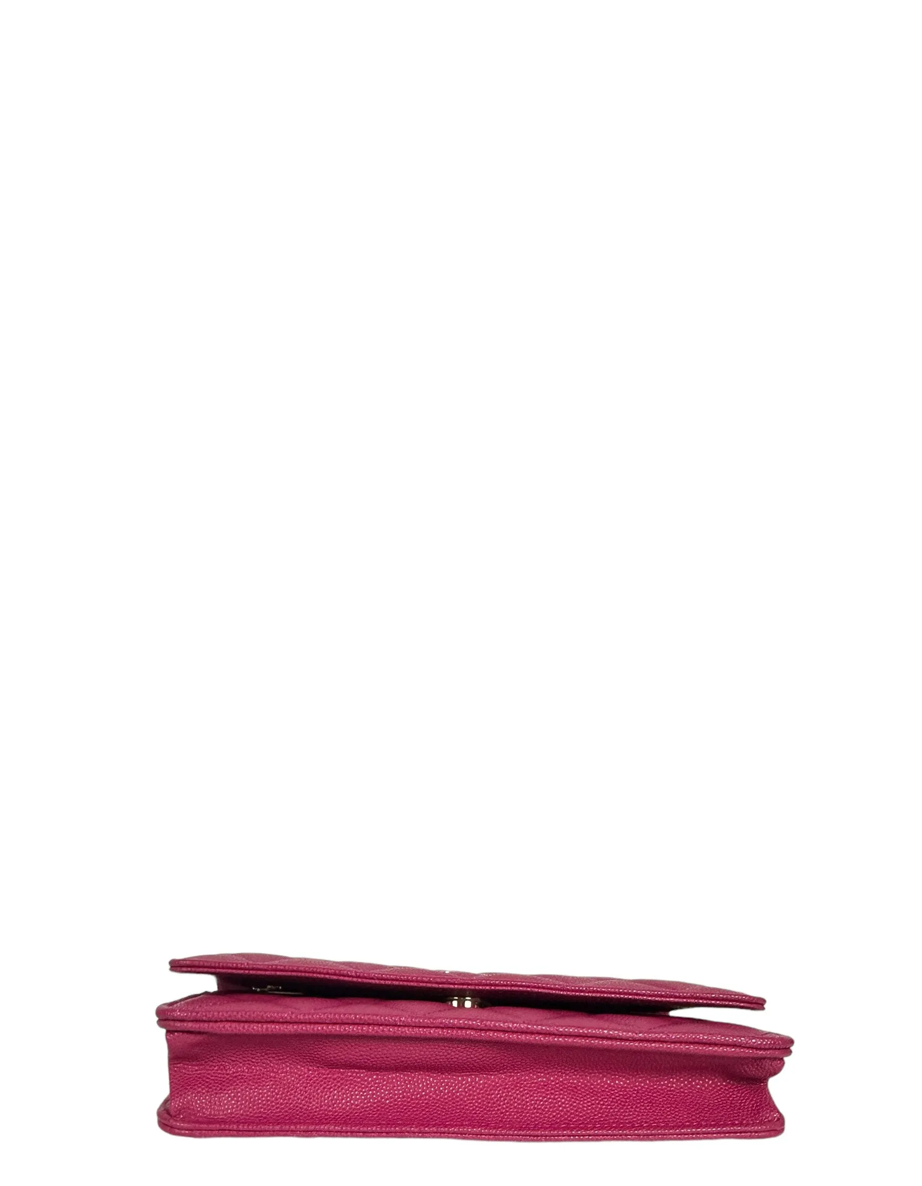 Chanel 2022 Fuchsia Quilted Caviar Leather WOC Crossbody Bag