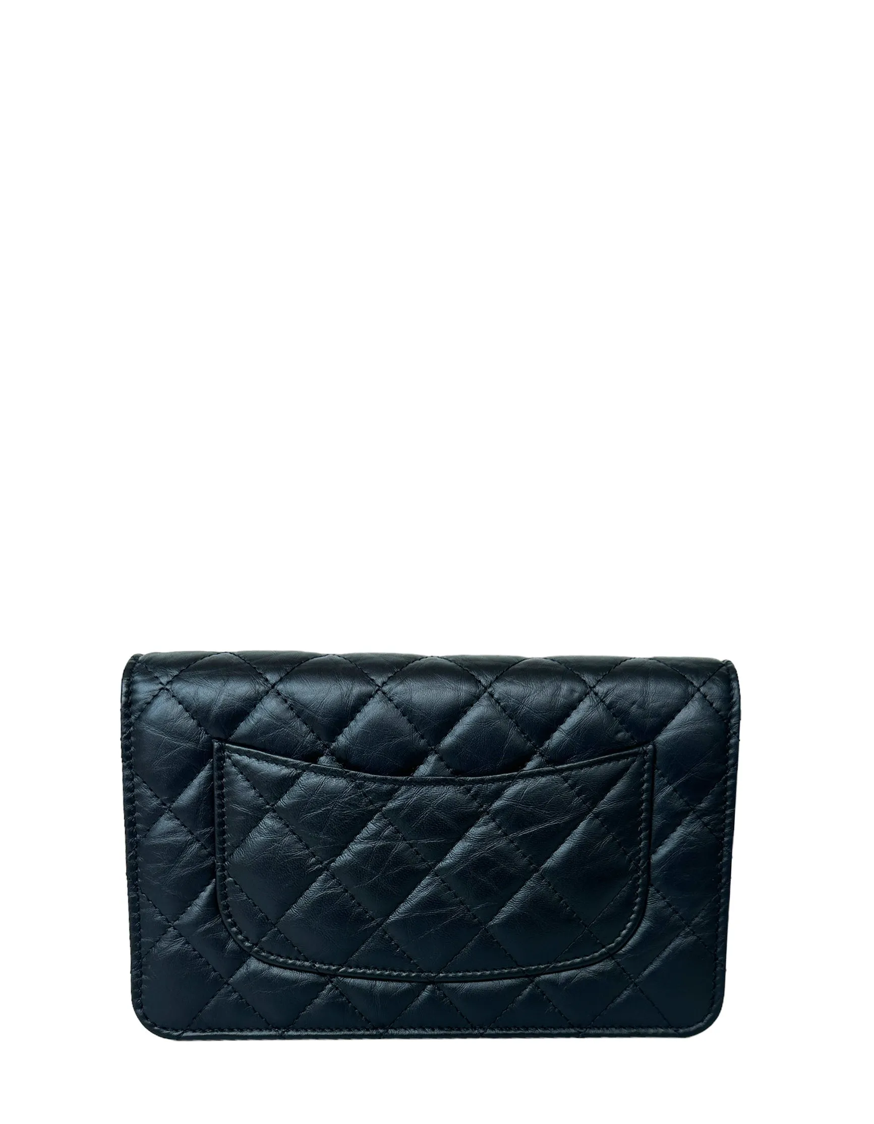 Chanel 2023 Calfskin So Black Quilted Reissue Wallet On Chain WOC Crossbody Bag
