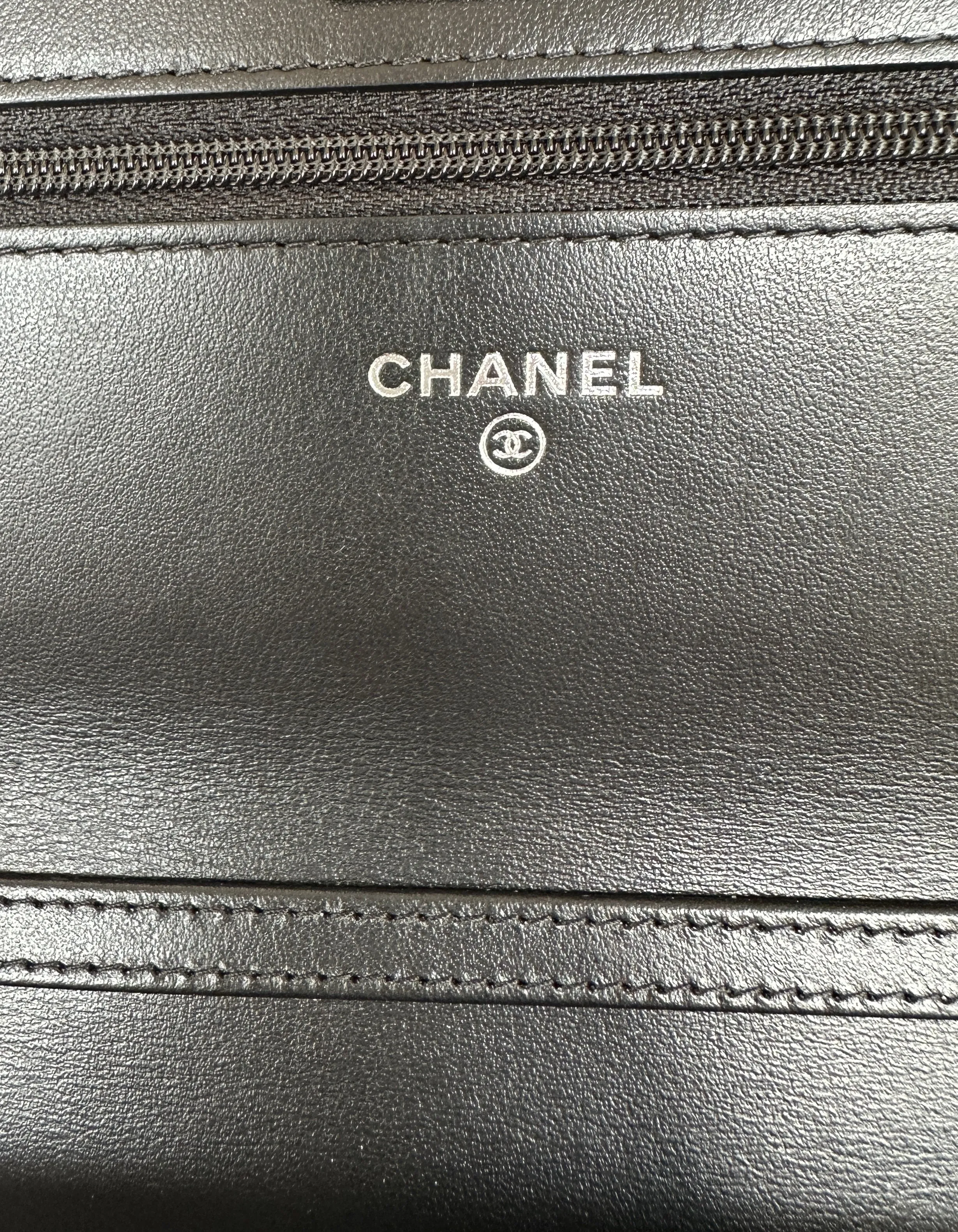 Chanel 2023 Calfskin So Black Quilted Reissue Wallet On Chain WOC Crossbody Bag