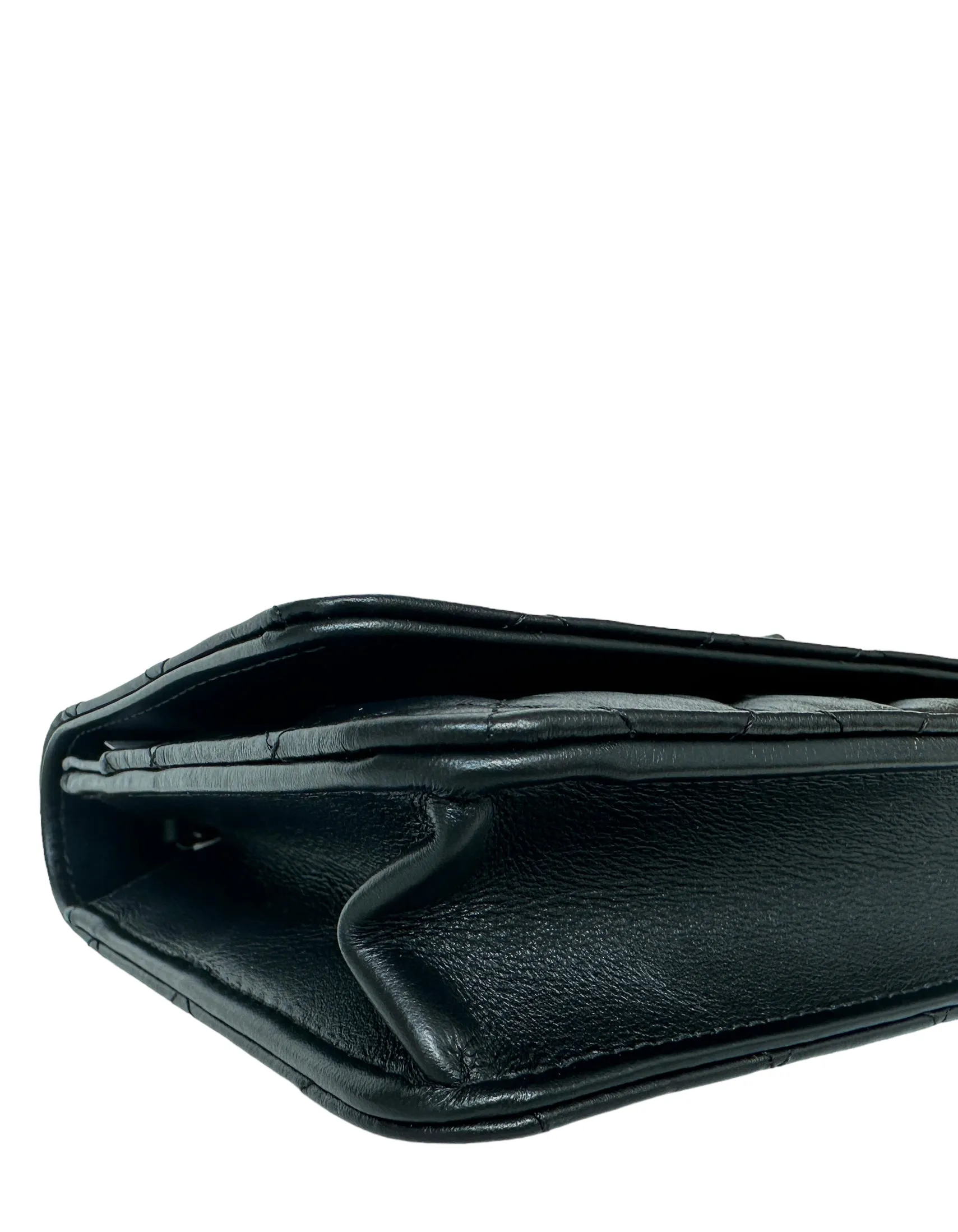 Chanel 2023 Calfskin So Black Quilted Reissue Wallet On Chain WOC Crossbody Bag