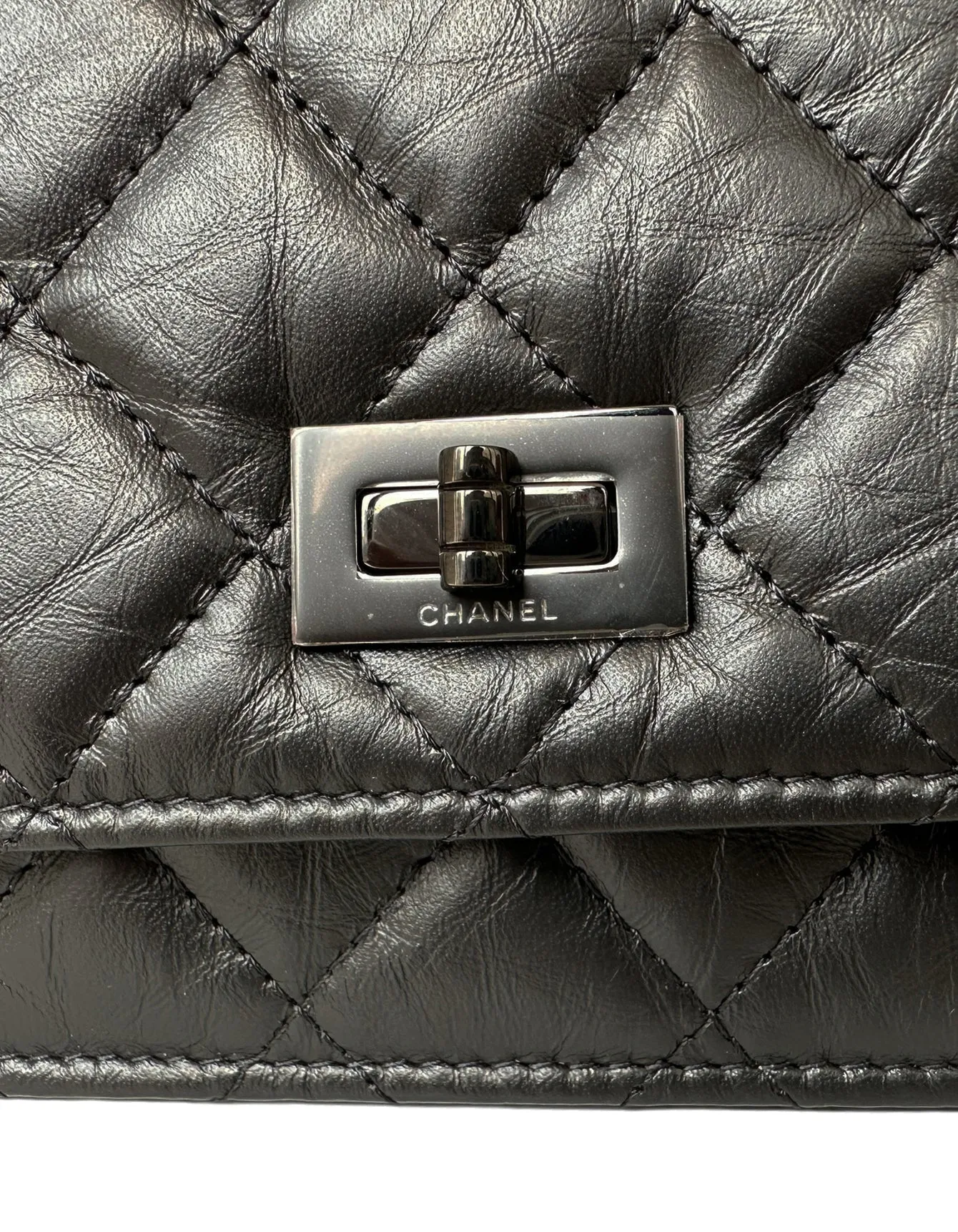 Chanel 2023 Calfskin So Black Quilted Reissue Wallet On Chain WOC Crossbody Bag