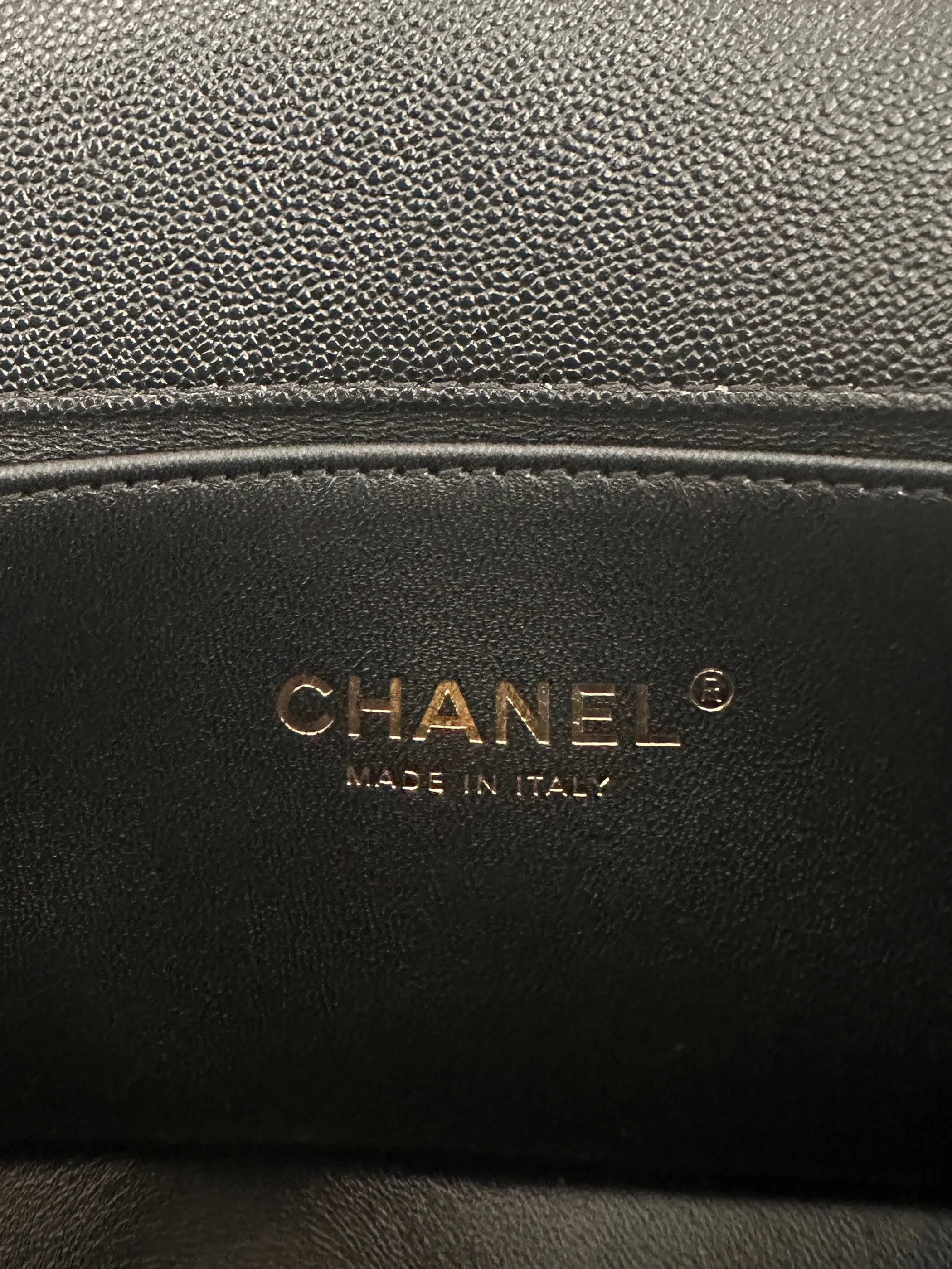 Chanel Black Caviar Leather Small Quilted Chain Around Boy Bag