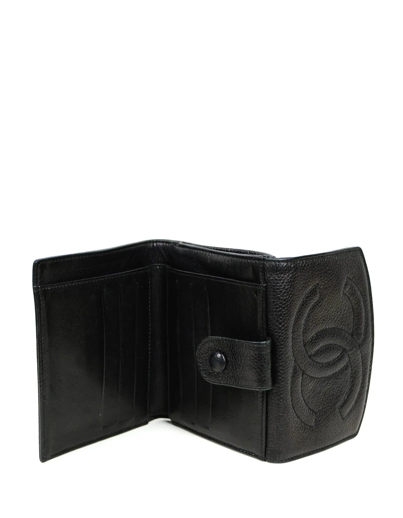 Chanel Black Caviar Leather Timeless CC Compact Wallet
